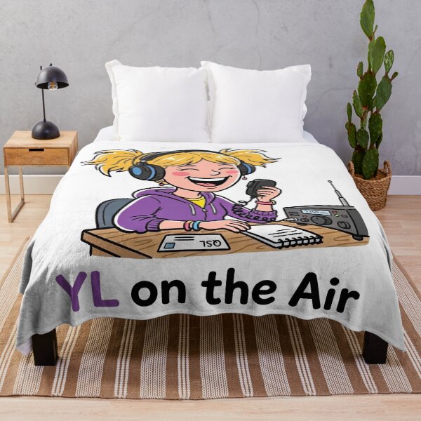 Item preview, YL on the Air Female Ham Radio Operator Cartoon designed and sold by Sekla-Studio.
