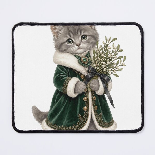 Item preview, Christmas Tabby Kitten In Green Coat designed and sold by takeng07.