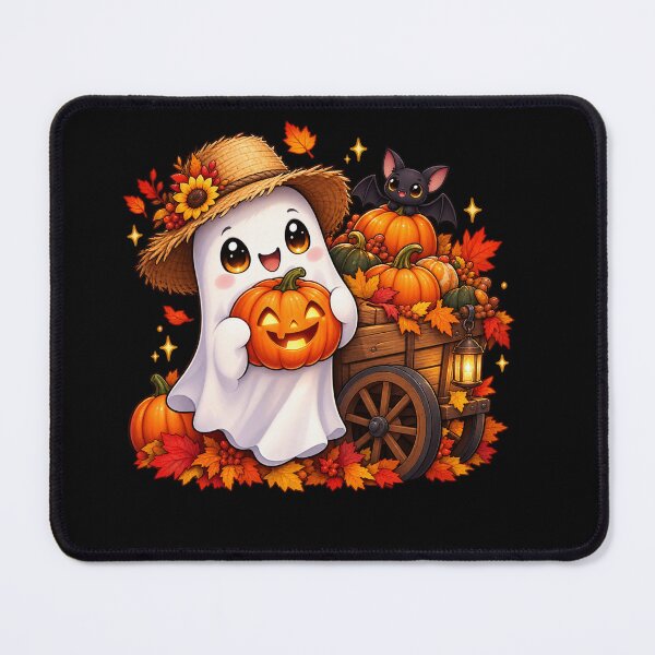 Item preview, Halloween Pumpkin Farmer Ghost – Cute Harvest Adventure designed and sold by aliyehc.