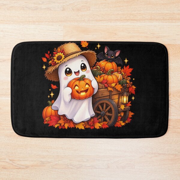Item preview, Halloween Pumpkin Farmer Ghost – Cute Harvest Adventure designed and sold by aliyehc.