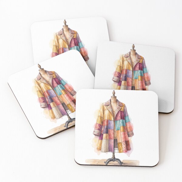 Item preview, Patchwork Coat Watercolour Art designed and sold by made by Golightly x.
