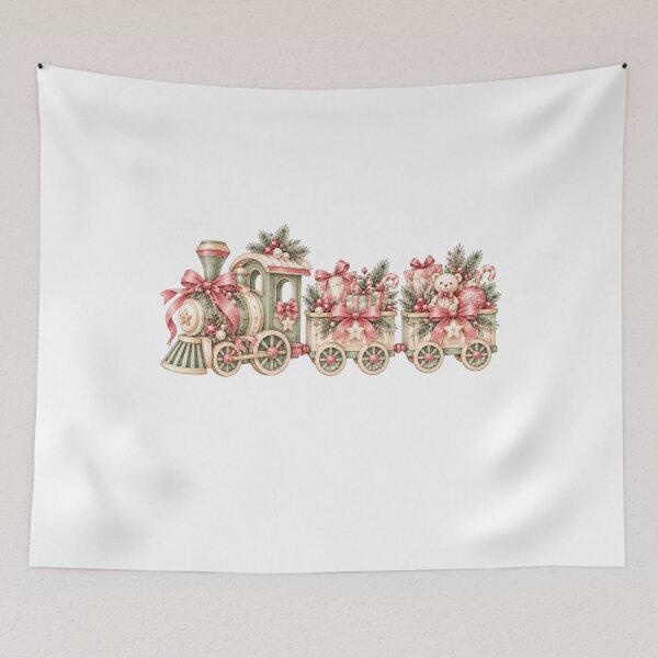 Item preview, Vintage Christmas Train Nordic Holiday Watercolor Illustration designed and sold by Jonaree Art Design.