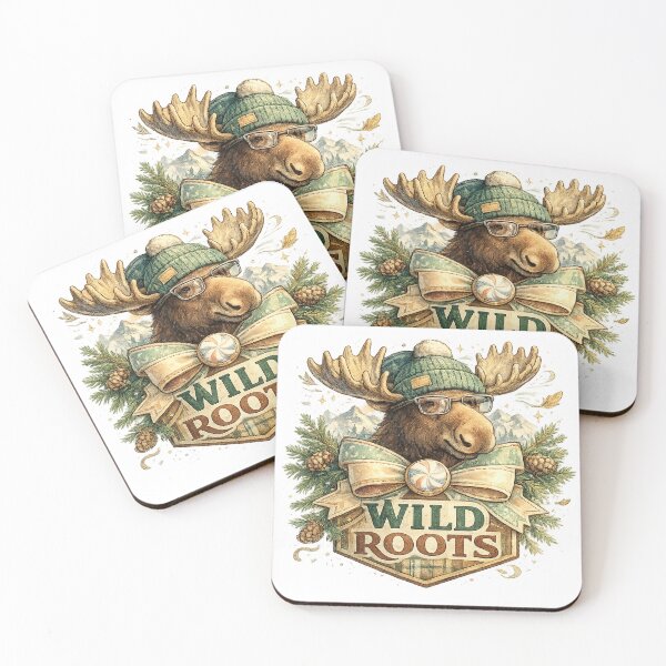 Item preview, Wild Roots Moose Retro Woodland Outdoor Adventure Nature Lover Art designed and sold by inkoutninja.