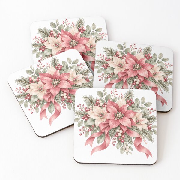 Item preview, Watercolor Christmas Poinsettia Bouquet Nordic Holiday Floral designed and sold by Jonaree Art Design.