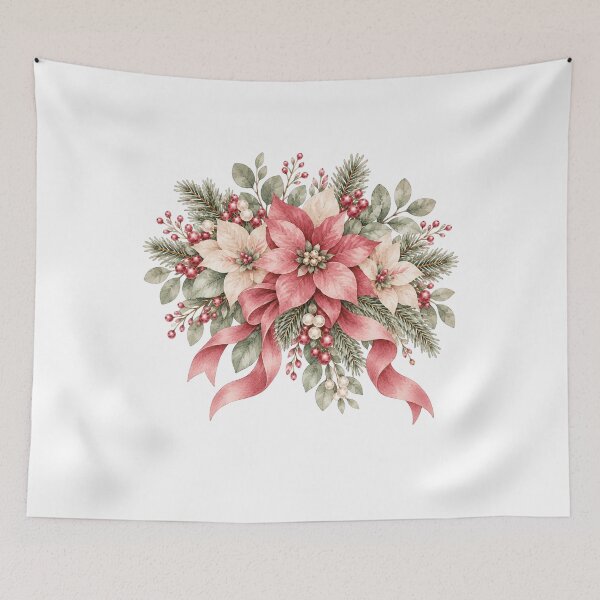 Item preview, Watercolor Christmas Poinsettia Bouquet Nordic Holiday Floral designed and sold by Jonaree Art Design.