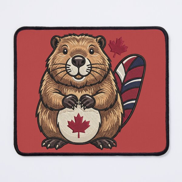 Item preview, Happy Canadian Beaver with Maple Leaves designed and sold by ArtDesignTp.