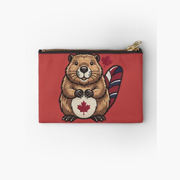 Item preview, Happy Canadian Beaver with Maple Leaves designed and sold by ArtDesignTp.