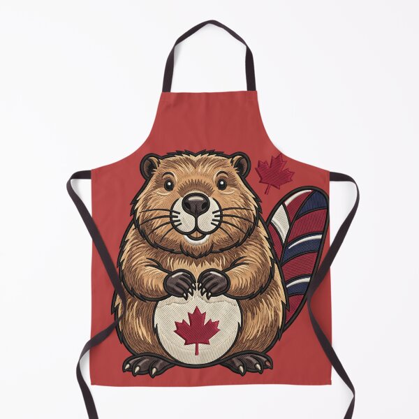 Item preview, Happy Canadian Beaver with Maple Leaves designed and sold by ArtDesignTp.