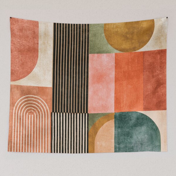 Item preview, Mid-Century Modern Abstract - Vintage Earth Tone Arches - Retro Geometric Art designed and sold by GrinGalore.