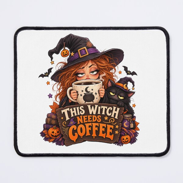 Item preview, This Witch Needs Coffee Halloween | Funny Witch Coffee & Black Cat Design designed and sold by Pixanova.