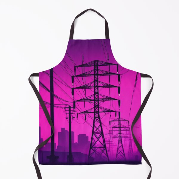 Item preview, Power Line Grid Cyberpunk Purple City Silhouette designed and sold by Pylon-Bureau.
