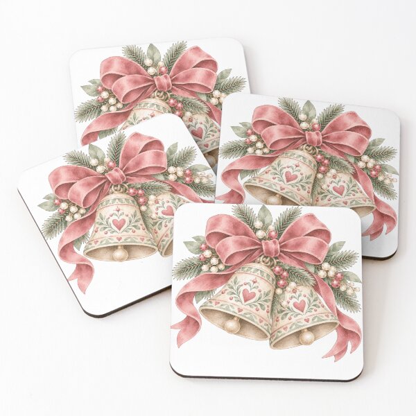Item preview, Vintage Christmas Bells Watercolor Nordic Holiday Ribbon designed and sold by Jonaree Art Design.