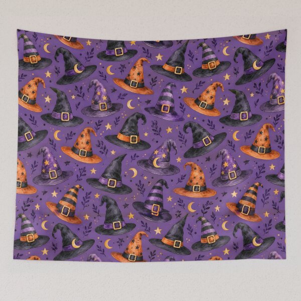 Item preview, Watercolor Witch Hats Halloween Seamless Pattern designed and sold by blankTeeShirt.
