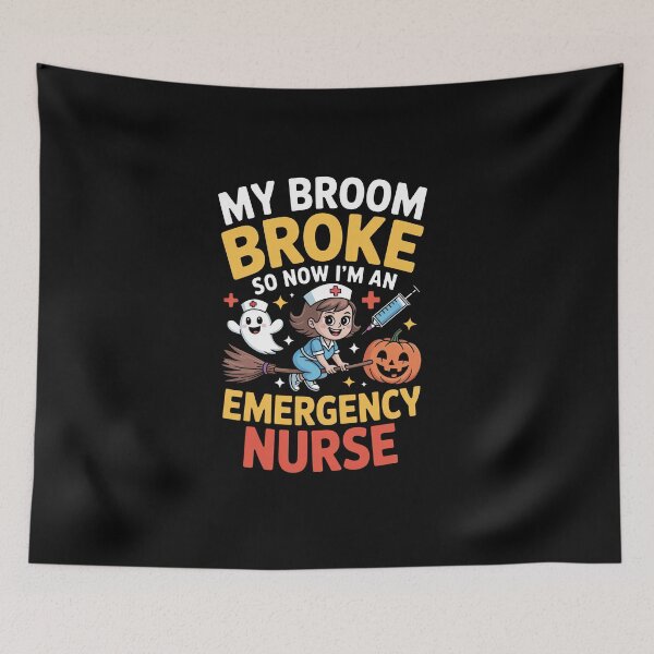 Item preview, My Broom Broke Emergency Nurse Funny Cartoon Design designed and sold by limanol.