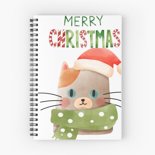 Item preview, Merry Christmas Cute Cat Santa Hat Watercolor Art designed and sold by     Sela Art .