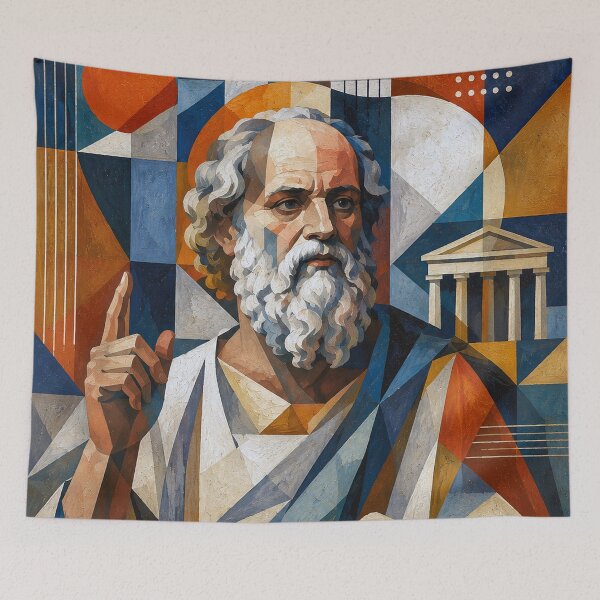 Item preview, Socrates – Ancient Greek Philosopher Cubist Painting designed and sold by GalleryKauffeld.