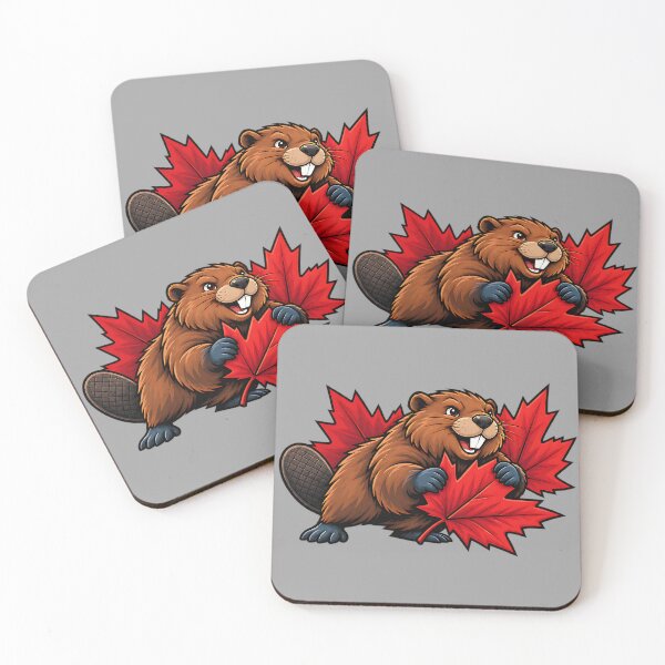 Item preview, Happy Canadian Beaver with Maple Leaves Art designed and sold by ArtDesignTp.