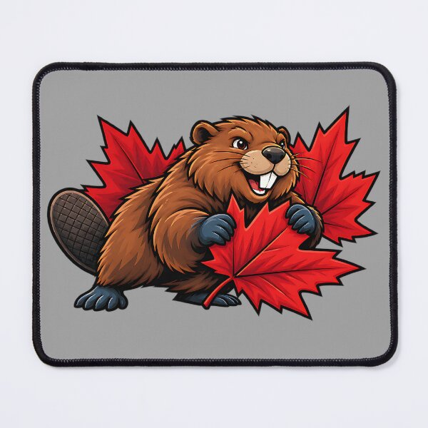 Item preview, Happy Canadian Beaver with Maple Leaves Art designed and sold by ArtDesignTp.