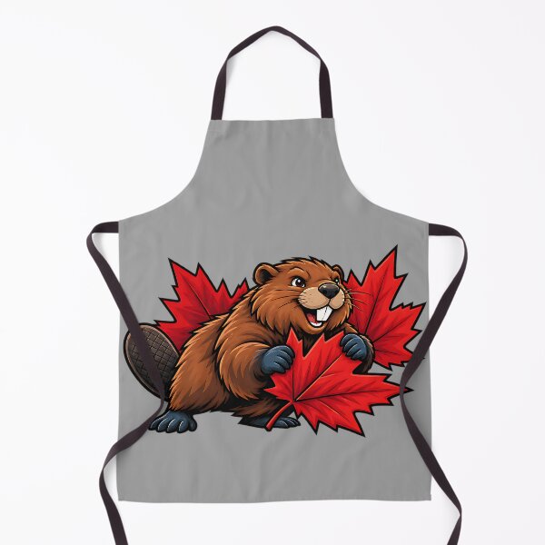 Item preview, Happy Canadian Beaver with Maple Leaves Art designed and sold by ArtDesignTp.