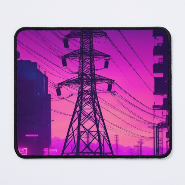 Item preview, Transmission Tower Cyberpunk Alley Neon Magenta Skyline designed and sold by Pylon-Bureau.