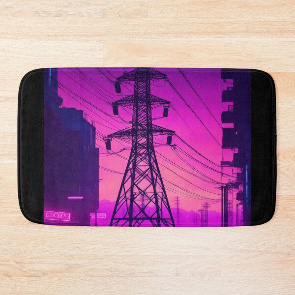 Item preview, Transmission Tower Cyberpunk Alley Neon Magenta Skyline designed and sold by Pylon-Bureau.