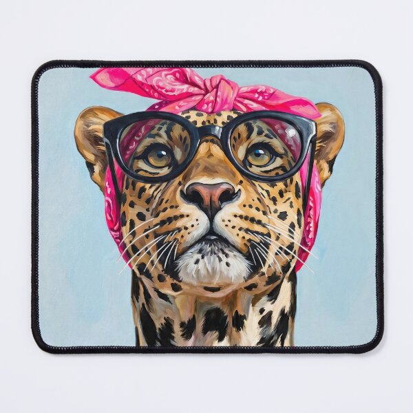 Item preview, Painting Leopard with bright pink Bandanas and black glasses designed and sold by TYA - Take Your Art.