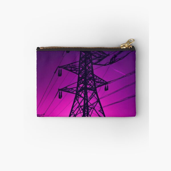 Item preview, Electricity Pylon Synthwave Purple Sunset Landscape Art designed and sold by Pylon-Bureau.