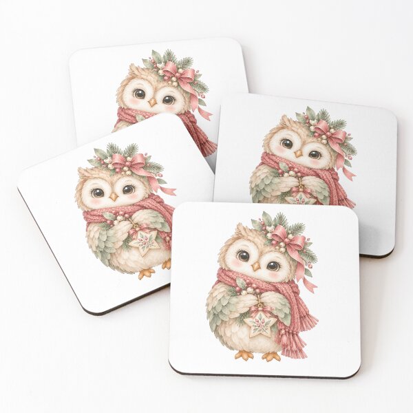 Item preview, Cute Christmas Owl Watercolor Nordic Holiday Winter Bird designed and sold by Jonaree Art Design.