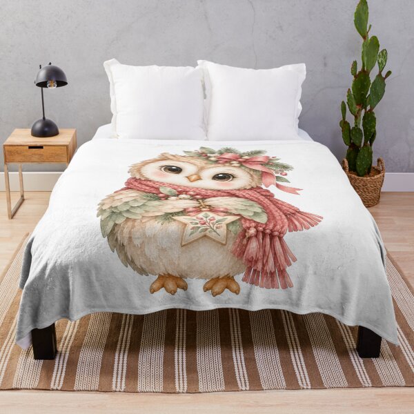 Item preview, Cute Christmas Owl Watercolor Nordic Holiday Winter Bird designed and sold by Jonaree Art Design.