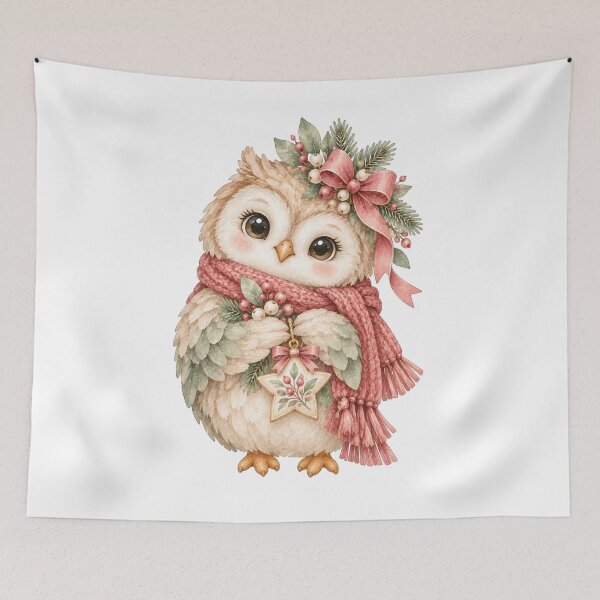 Item preview, Cute Christmas Owl Watercolor Nordic Holiday Winter Bird designed and sold by Jonaree Art Design.
