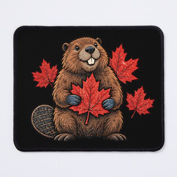 Item preview, Cute Happy Canadian Beaver with Maple Leaves designed and sold by ArtDesignTp.