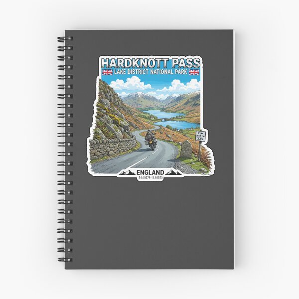 Aperçu de l'œuvre T-shirt autocollant moto Hardknott Pass, Lake District, Angleterre, 05 créée et vendue par OuterShellUK.