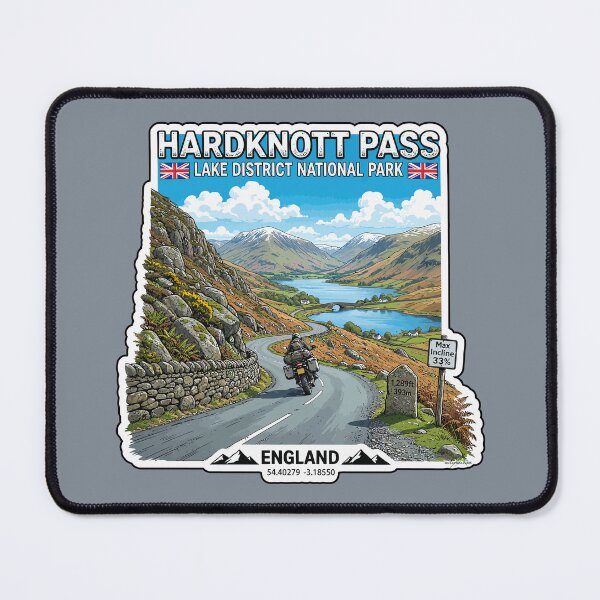 Item preview, Hardknott Pass England Lake District Motorcycle Sticker TShirt 05 designed and sold by OuterShellUK.