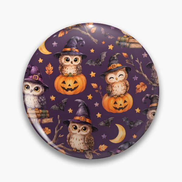 Item preview, Cute Halloween Witch Owls with Pumpkins and Bats Pattern designed and sold by blankTeeShirt.
