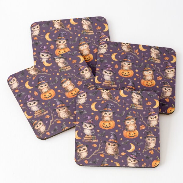 Item preview, Cute Halloween Witch Owls with Pumpkins and Bats Pattern designed and sold by blankTeeShirt.