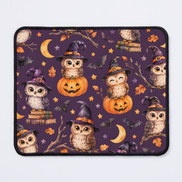 Item preview, Cute Halloween Witch Owls with Pumpkins and Bats Pattern designed and sold by blankTeeShirt.