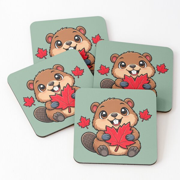 Item preview, Happy Canadian Beaver with Maple Leaves Design designed and sold by ArtDesignTp.
