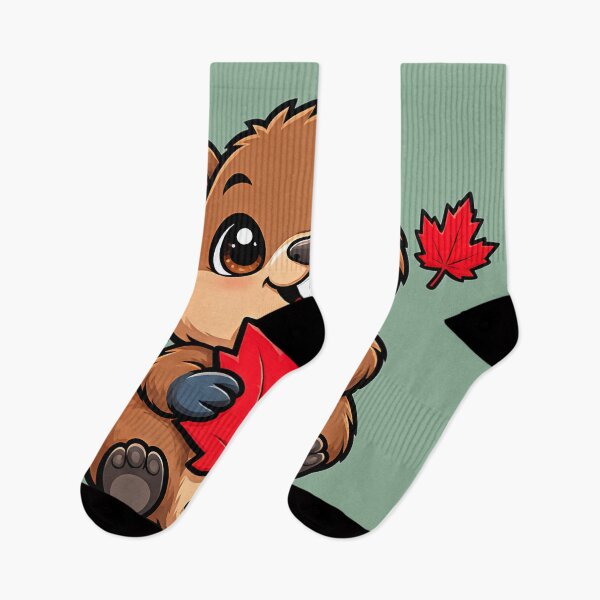 Item preview, Happy Canadian Beaver with Maple Leaves Design designed and sold by ArtDesignTp.