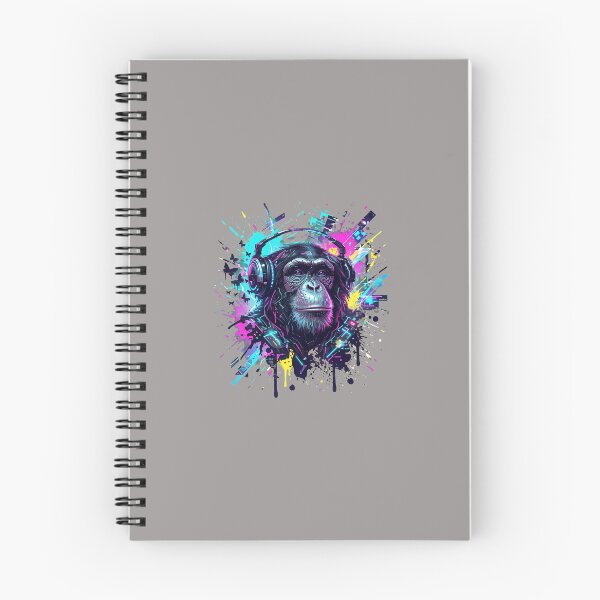 Item preview, Chimpanzee Headphones Ink Splatter Art-20 designed and sold by AntoniaWolf.