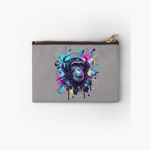 Item preview, Chimpanzee Headphones Ink Splatter Art-20 designed and sold by AntoniaWolf.