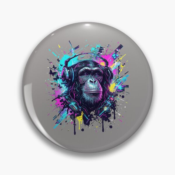 Item preview, Chimpanzee Headphones Ink Splatter Art-20 designed and sold by AntoniaWolf.