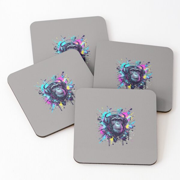 Item preview, Chimpanzee Headphones Ink Splatter Art-20 designed and sold by AntoniaWolf.