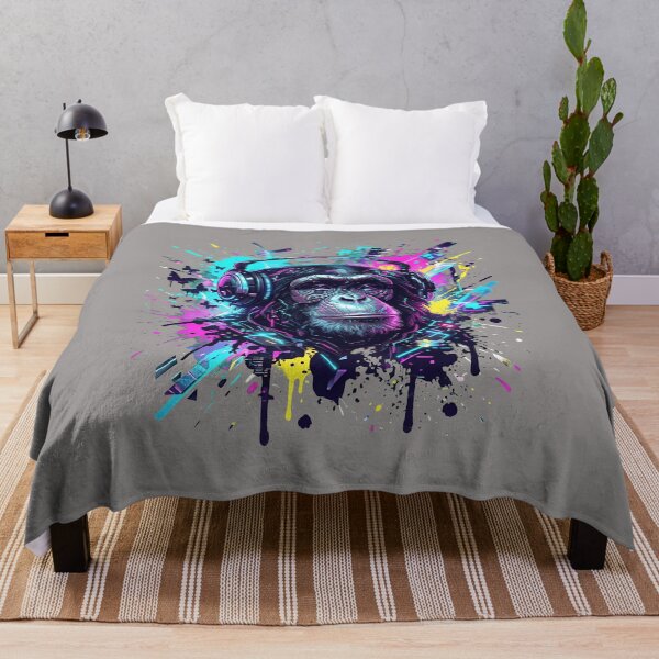 Item preview, Chimpanzee Headphones Ink Splatter Art-20 designed and sold by AntoniaWolf.