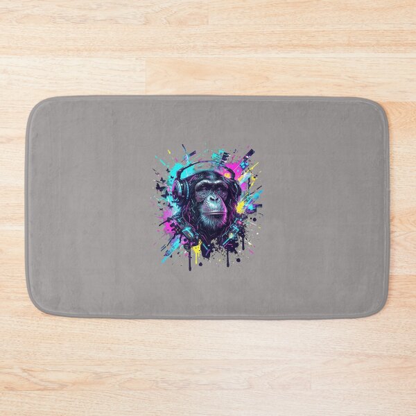 Item preview, Chimpanzee Headphones Ink Splatter Art-20 designed and sold by AntoniaWolf.