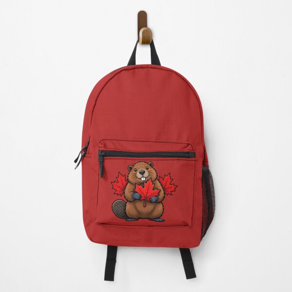 Item preview, Happy Canadian Beaver with Maple Leaves Canada Art designed and sold by ArtDesignTp.