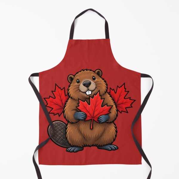 Item preview, Happy Canadian Beaver with Maple Leaves Canada Art designed and sold by ArtDesignTp.