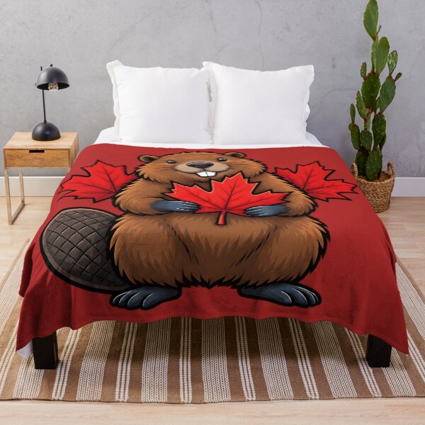 Item preview, Happy Canadian Beaver with Maple Leaves Canada Art designed and sold by ArtDesignTp.