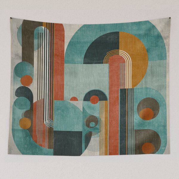 Item preview, Mid-Century Modern Abstract - Vintage Earth Tone Geometric Arches - Retro Art designed and sold by GrinGalore.
