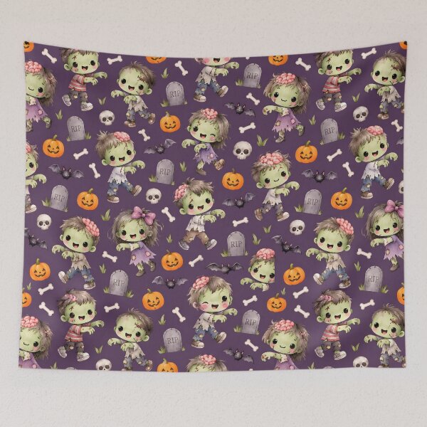 Item preview, Kawaii Zombie Halloween Seamless Pattern designed and sold by blankTeeShirt.
