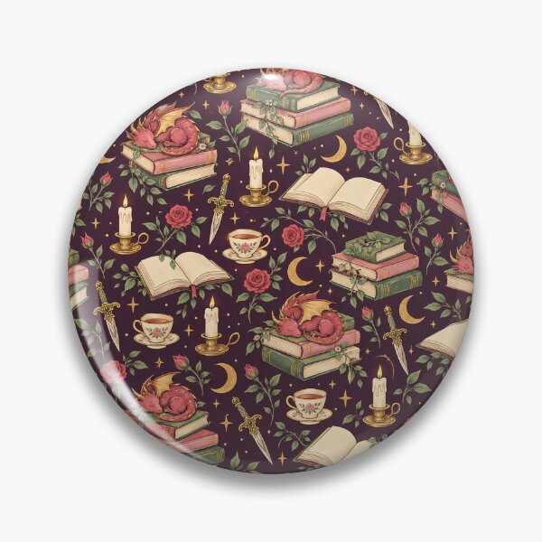 Item preview, Bookish Pattern Romantasy Dragon Dagger Books Plum designed and sold by Fanverse Merchandise.